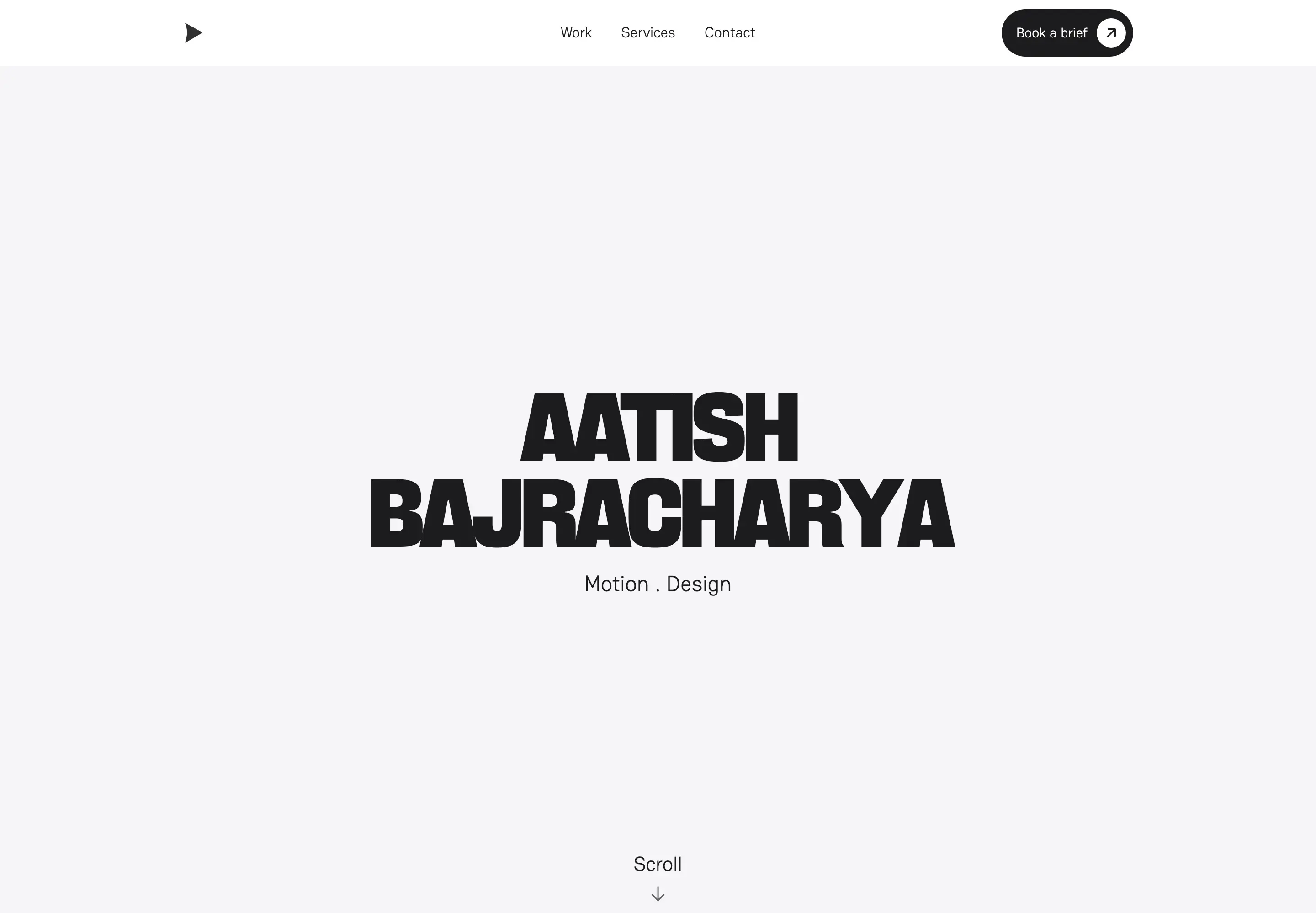The a3b.video homepage, its name set large in black on a light ground.